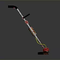 Red And Yellow Handheld Grass Trimmer With Long Handle And Rotating Blade
