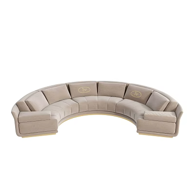 Elegant Modern Beige Curved Upholstered Multi seat Sofa For Living Room 3d model