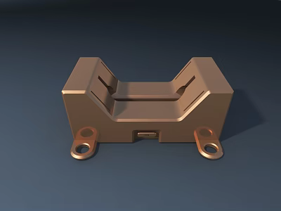 Brown Metal U Shaped Mechanical Component With Mounting Holes 3D Design 3d model