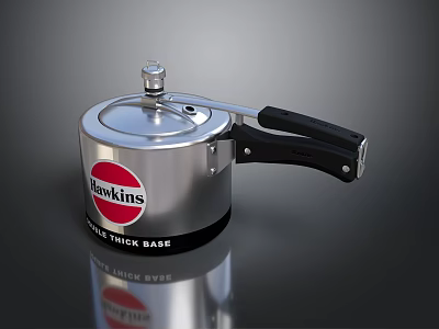 Kenkins Kitchen Cooking Pot With Thick Base Black Handle And Silver Lid 3d model