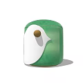 Green Velvet Sofa Stool with White Bird Shaped Design and Gold Button