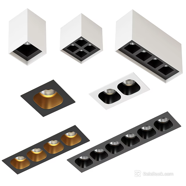 Modern Downlights And Spotlights With Multiple Heads Various Frame Colors For Ceiling Lighting 3d model