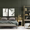 Modern background double bed 3d model