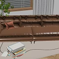 Modern sofa combination leather sofa multiplayer sofa with armrest leisure sofa 3d model