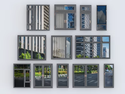 Various Modern Casement Windows With Sleek Frames And Exterior View Reflections 3d model