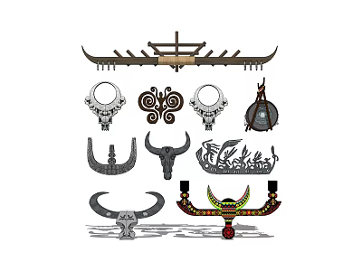 Ethnic wind totem Miao totem sketch 3d model Ethnic wind totem Miao totem sketch 3d model