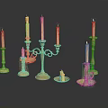 Decorative Brass Candle Holders with Classic Design and Multiple Styles on Shiny Tabletop