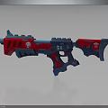 Modern Toy Gun With Red And Blue Design Skull Pattern And 54 Logo