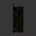 Two Dark Wooden Doors One Closed and One Open With Metal Grid Tops