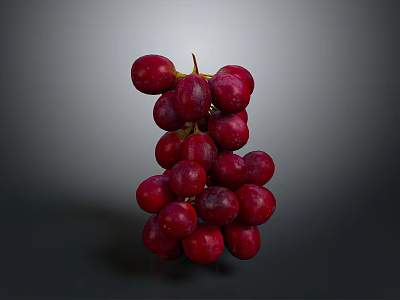 Fresh Ripe Red Grapes Bunch With Juicy Berries On Dark Background 3d model