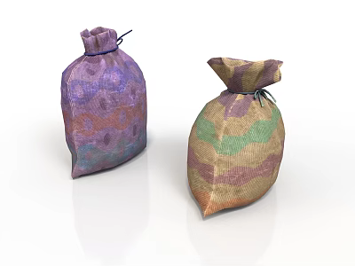 Colorful Patterned Drawstring Storage Bags For Home Organization And Decor 3d model