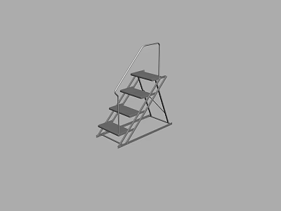 Sturdy Household Metal Step Ladder With Safety Rail And Folding Design For Home Use 3d model