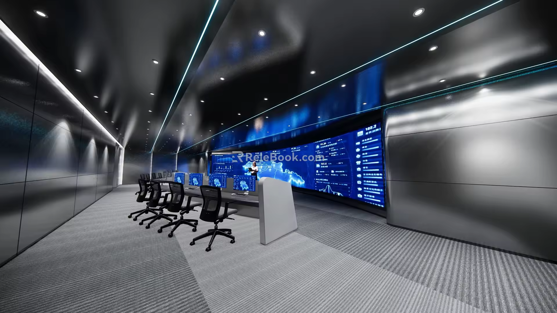 Modern Monitoring Room Intelligent Command Room Control Room 3d model