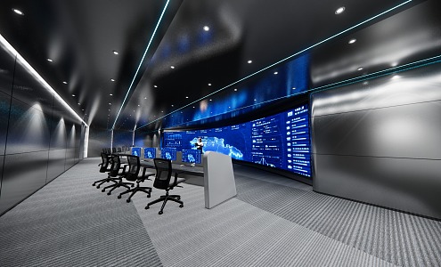 Modern Monitoring Room Intelligent Command Room Control Room 3d model