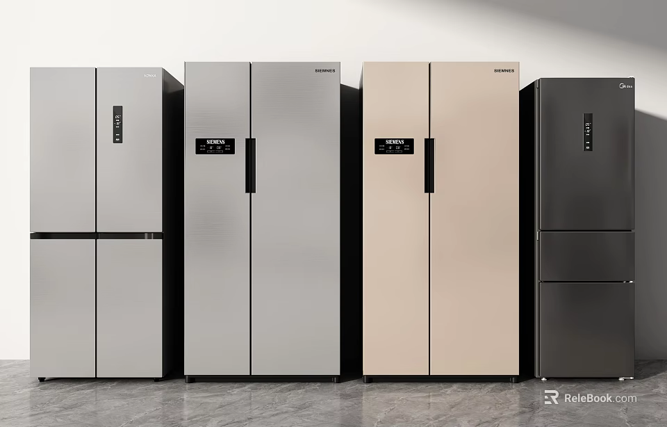 Modern Refrigerators In Black Silver Beige And Gray With Sleek Contemporary Design 3d model 