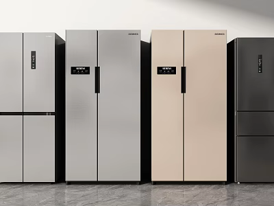 Modern Refrigerators In Black Silver Beige And Gray With Sleek Contemporary Design 3d model