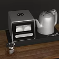 Stylish Modern Kitchen Countertop With Electric Kettle Dish Sterilizer And Tea Canister