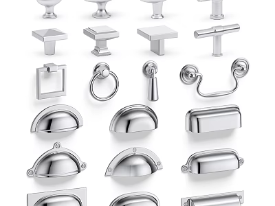 Various Types Of Cabinet Handles With Different Designs For Furniture Hardware 3d model