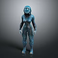 Futuristic Blue Astronaut Suit 3D Model With Helmet Full Body Design And Boots