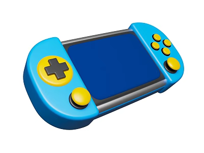 Blue Handheld Game Console Featuring Yellow Buttons D pad And Blue Screen For Entertainment Use 3d model