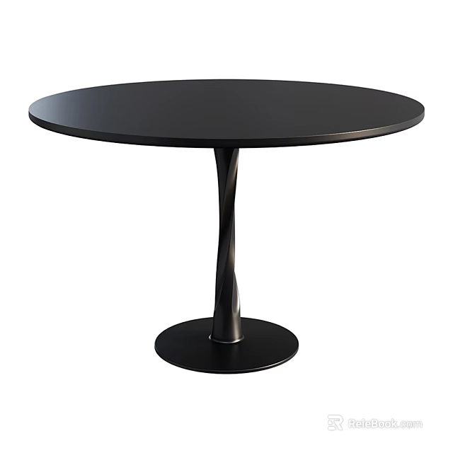 Black Round Coffee Table With Spiral Base Modern Minimalist Smooth Top 3d model 