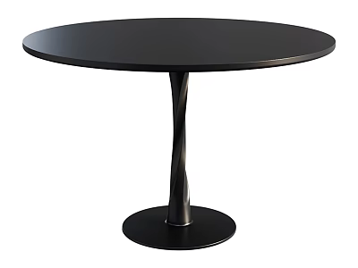 Black Round Coffee Table With Spiral Base Modern Minimalist Smooth Top 3d model