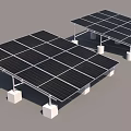Solar Panel Arrays Installation With Concrete Supports And Ground Mounted Frames 3d model