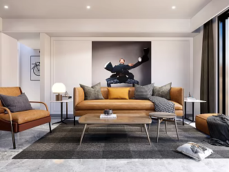Modern Sofa Coffee Table Combination Leather Sofa Coffee Table Combination 3d model