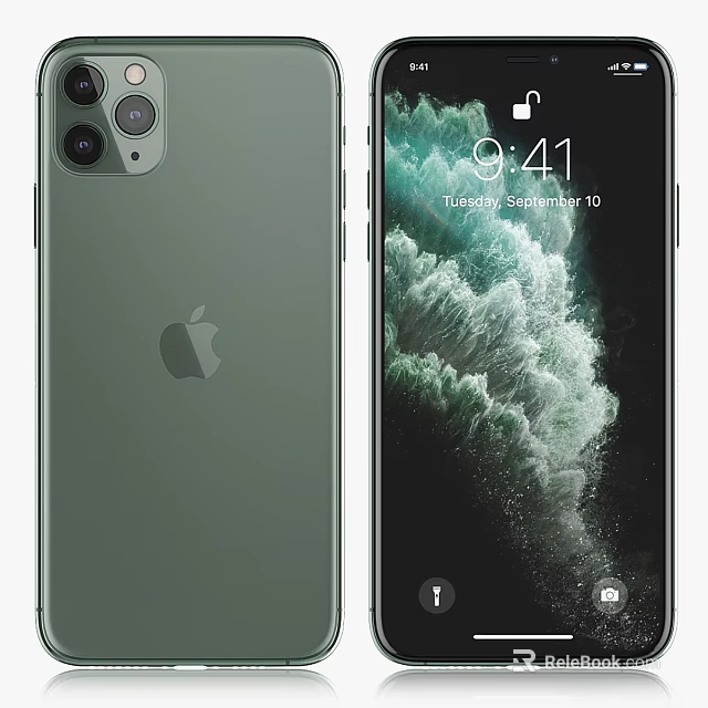Apple Green iPhone Smartphone With Rear Camera And iOS Display Wallpaper 3d model