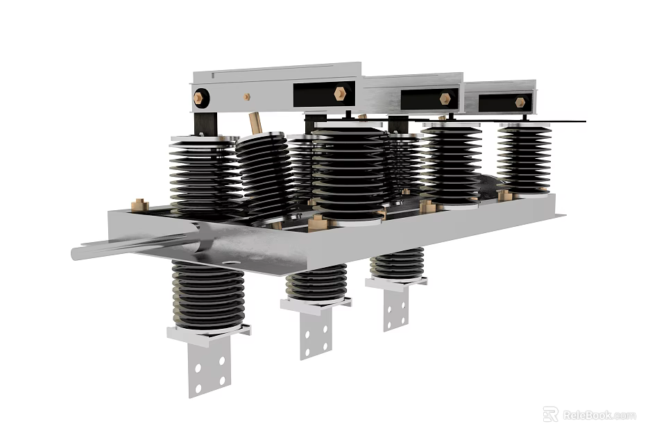 Industrial High Voltage Electrical Switchgear With Insulator Coils And Metal Frame 3d model 