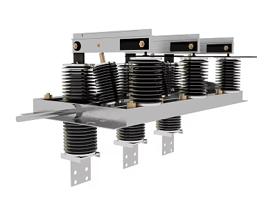 Industrial High Voltage Electrical Switchgear With Insulator Coils And Metal Frame 3d model