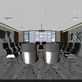 Modern Conference Room Interior With Meeting Table Chairs And Large Screen 3d model