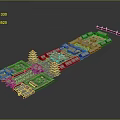 Traditional Ancient Architecture Complex Courtyard Layout With Pagoda Towers And Red Gray Roofs