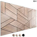 Wooden Geometric Pattern Wall Design With Modern Spliced Panel Decor 3d model