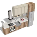 Modern Kitchen Cabinets In Wooden And White With Stainless Steel Appliances Countertop And Sink