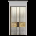 Modern Swing Door With White Frame Ribbed Glass And Brass Handles