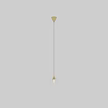 Two Golden Pendant Lights With Textured Transparent Glass Shades Illuminated On Light Pink Wall