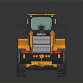 Yellow Construction Loader With Large Bucket Big Tires And Glass Cabin