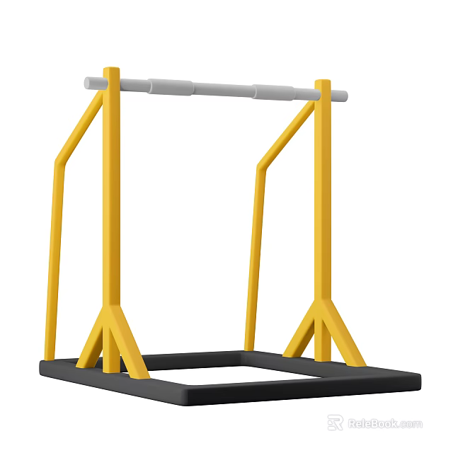 Outdoor Fitness Parallel Bars With Yellow Frames Gray Crossbar And Black Base Sports Equipment 3d model 