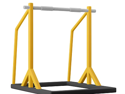 Outdoor Fitness Parallel Bars With Yellow Frames Gray Crossbar And Black Base Sports Equipment 3d model