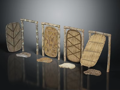 Decorative Wooden Frames With Woven Textures Various Patterns And Natural Materials Design 3d model