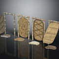 Decorative Wooden Frames With Woven Textures Various Patterns And Natural Materials Design 3d model