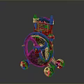 Vintage Rustic Industrial Mechanical Device With Large Wheels And Metal Structure