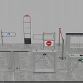 Public Facilities Entry Exit Gates Turnstiles Barriers And Signage For Access Control 3d model