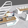 Modern Display Shelves With Wooden And White Design For Electronic Devices Showcase