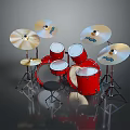 Professional Red Pearl Drum Set With Drums Cymbals And Stands 3d model