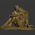 Household Decorative Sculpture With Two Embracing Figures And Textured Stone Base