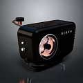 VITHU Black Device With Circular Glowing Front Panel Control Buttons And Connecting Cable 3d model
