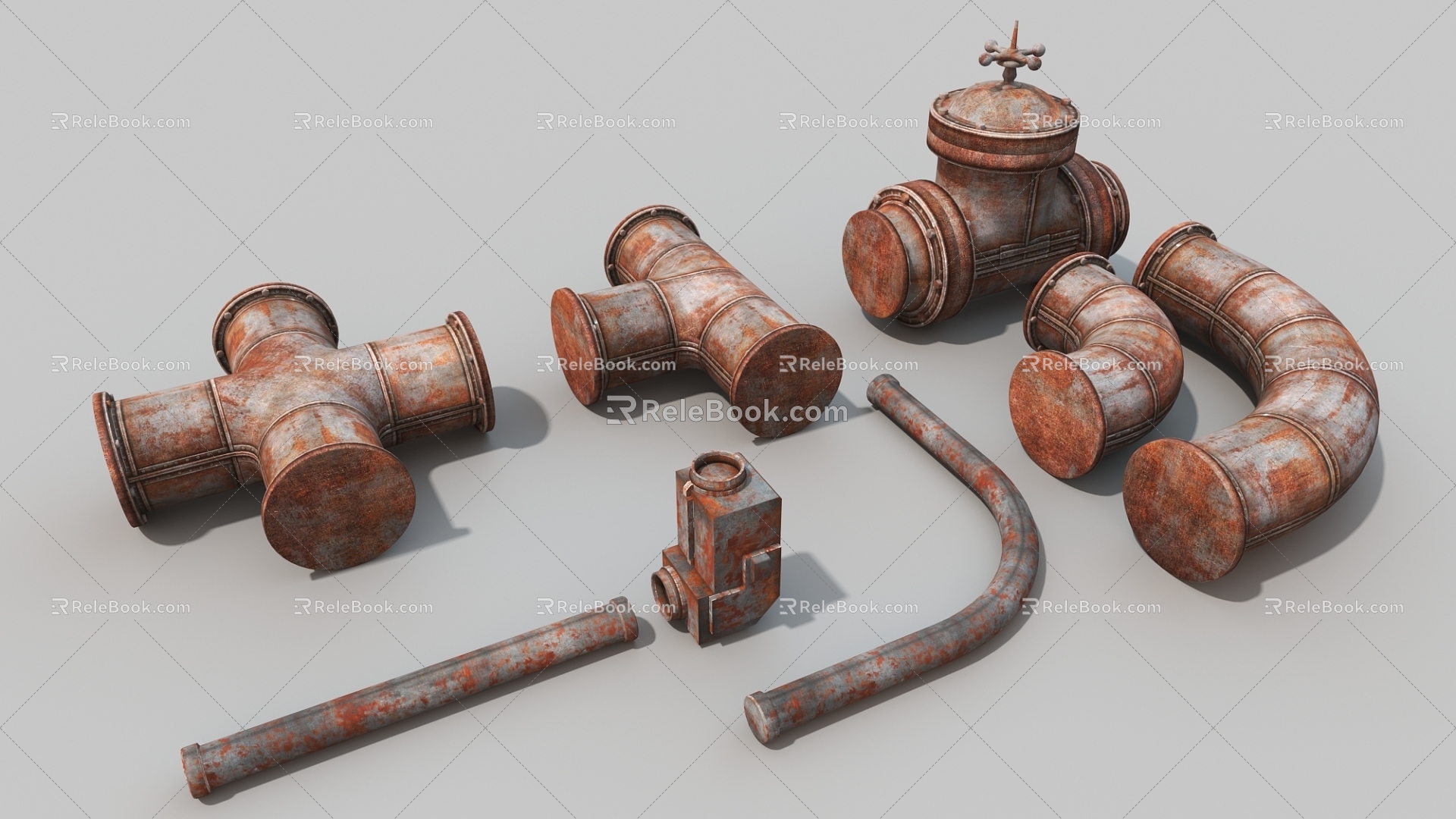 Industrial Equipment Iron Pipeline Old Pipeline Valve 3d model