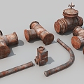 Industrial Equipment Iron Pipeline Old Pipeline Valve 3d model